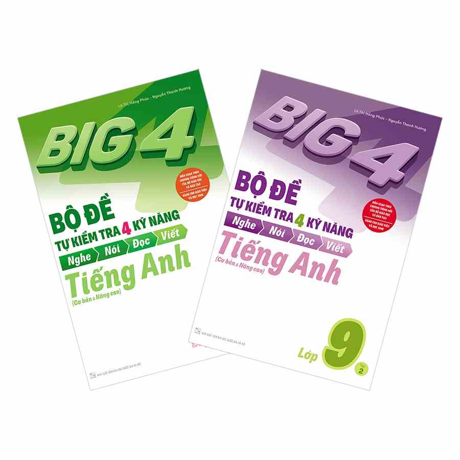 sách - Combo Big 4 Bộ Đề Tự Kiểm Tra 4 Kỹ Năng Nghe Nói Đọc Viết Cơ Bản và Nâng Cao Tiếng Anh Lớp 9 tập 1 2 MEGATHCS9586