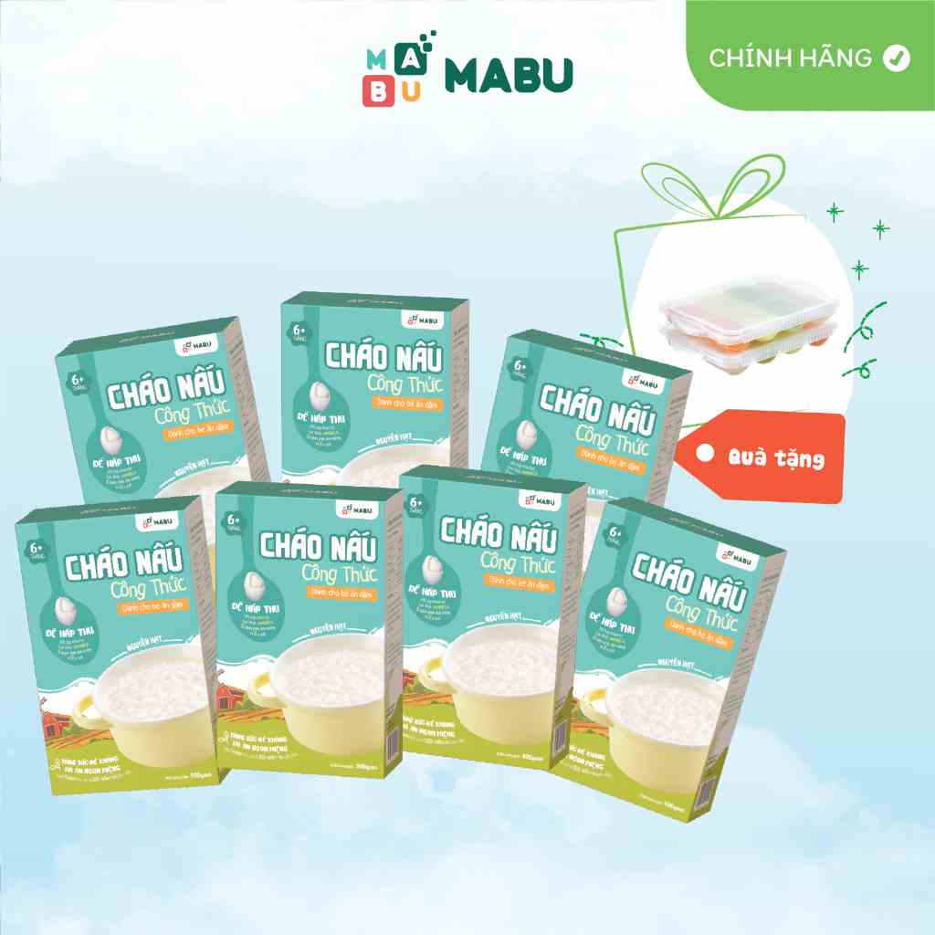 Combo 7 cháo nấu ăn dặm nguyên hạt Mabu nấu nhanh cho bé từ 10 -12 tháng ăn dặm truyền thống, kiểu Nhật 900g/hộp