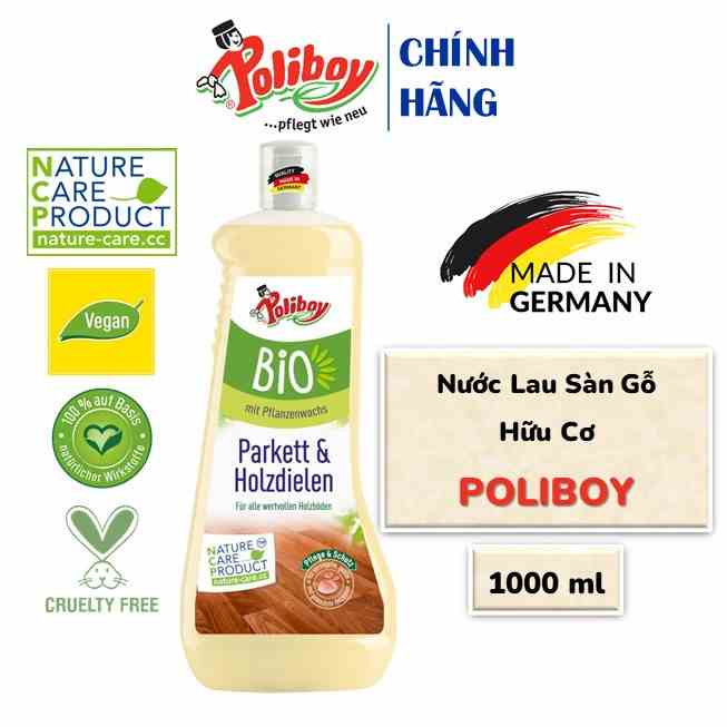 Nước Lau Sàn Nhà Hữu Cơ POLIBOY Lau Sàn Gỗ, Sàn Gạch, An Toàn Cho Trẻ Nhỏ 1000ml Thành Phần 100% Tự Nhiên