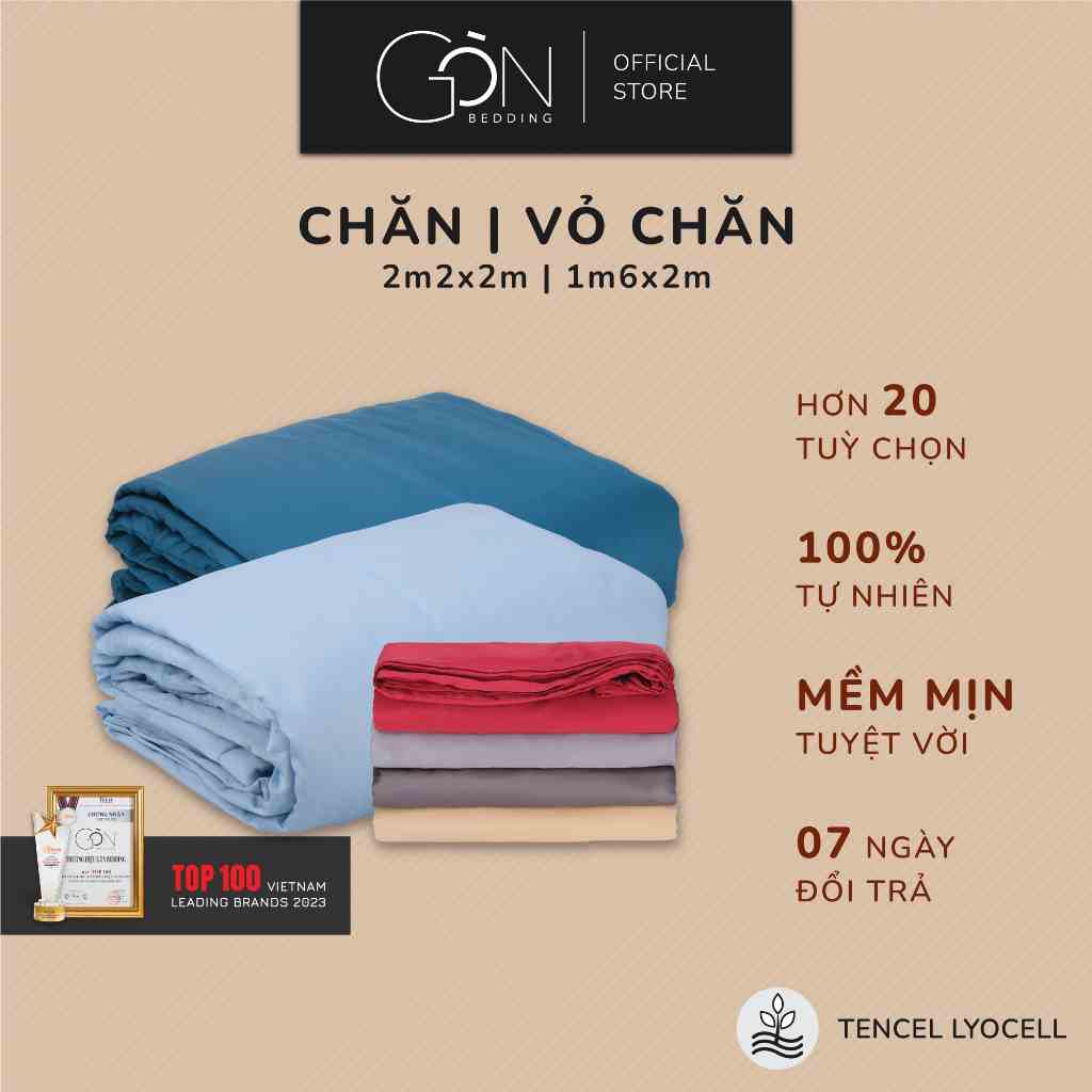 [Nhiều màu] Chăn Chần Gòn, Vỏ Chăn Lụa Tencel Cao Cấp Gòn Bedding Màu Trơn 2m2x2m