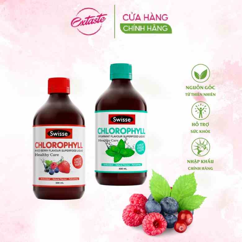 Nước diệp lục hỗ trợ thanh lọc, thải độc cơ thể Swisse Chlorophyll Spearmint Flavour Liquid (500ml) Healthy Care Extaste