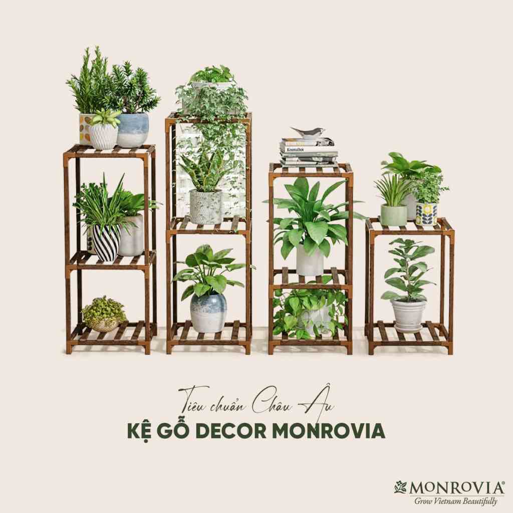 Kệ gỗ decor MONROVIA để cây trang trí trong nhà, ban công, từ 6 đến 15 tầng, mua 1 được 4, tiêu chuẩn Châu Âu