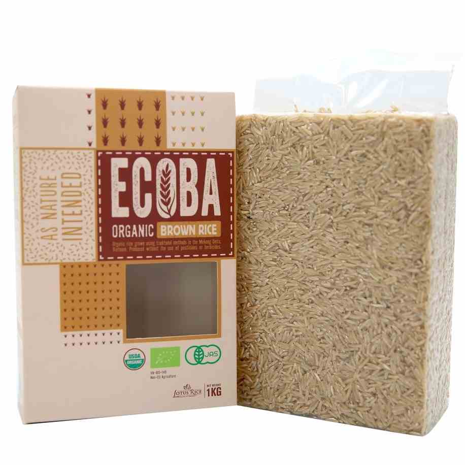 [Mã BMLTB35 giảm đến 35K đơn 99K] Gạo lứt trắng hữu cơ/ ECOBA Kim Mễ 1kg - Combo 3 hộp (tổng 3kg)