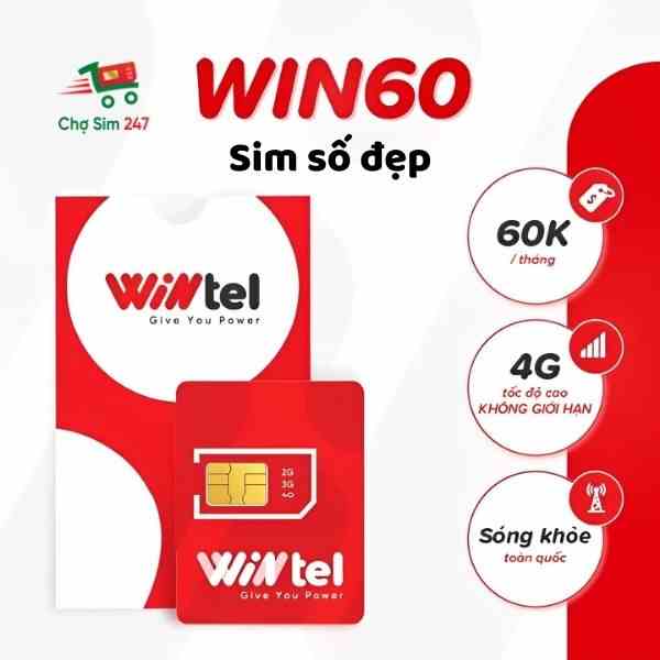 Sim vật lý Mobicast Wintel Reddi Win60 - Data tốc độ cao không giới hạn - Số đẹp