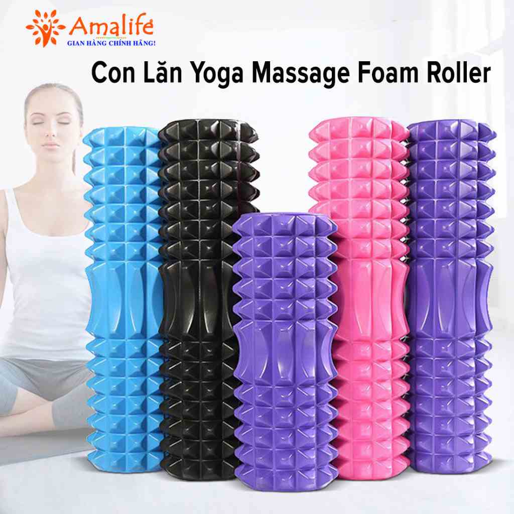 Con Lăn Yoga Massage Foam Roller Ống Trụ Xốp Tập Thể Thao Giãn Cơ Có Gai Roam Rollet Cao Cấp Chính Hãng Amalife