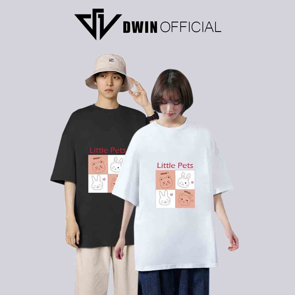 Áo thun unisex hình thỏ thời trang Dwin basic tee phông trơn nam nữ tay lỡ oversize form rộng