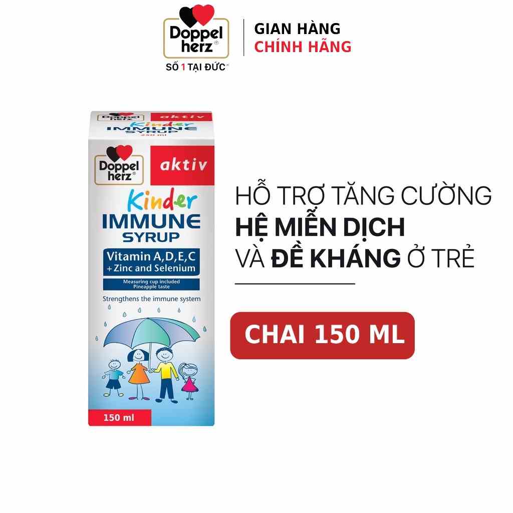 [TPCN Nhập Khẩu] Siro tăng sức đề kháng phòng ngừa ốm vặt cho bé Doppelherz Aktiv Kinder Immune Syrup (Chai 150ml)