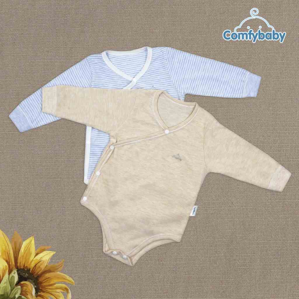 [Mã BMLTA35 giảm đến 35K đơn 99K] Set 2 áo bodysuit dài tay cài chéo giữ ấm ngực dài tay 100% Cotton cho bé Comfybaby