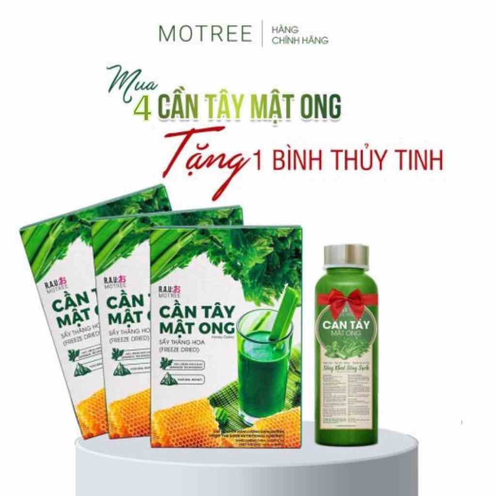 COMBO 4 Hộp Bột Cần Tây Mật Ong Motree Mẫu Mới Giúp Giảm Cân, Hết Mụn, Sáng Da, Đẹp Dáng, Đào Thải Mỡ Thừa, Thanh Lọc Cơ