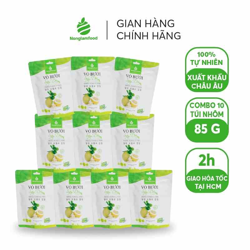 10 Túi Vỏ Bưởi Sấy Dẻo Nonglamfood 85g | Hỗ trợ ăn kiêng, giảm cân, tăng đề kháng, đẹp da, healthy snack, đồ ăn vặt