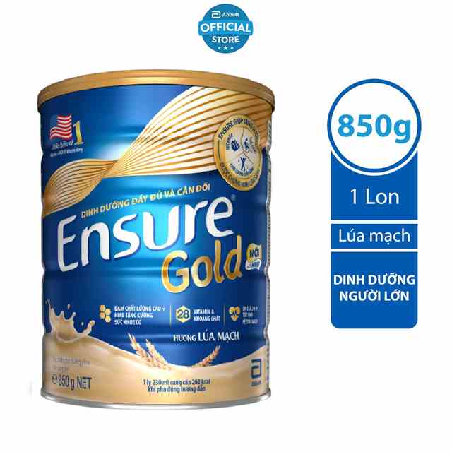 Sữa bột Ensure Gold Abbott (HMB) hương Lúa mạch 850g