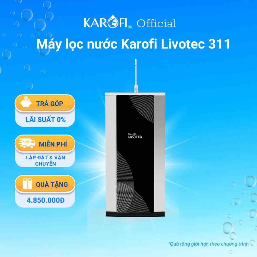 Máy lọc nước 8 lõi chính hãng Karofi Livotec 311, màng RO Hàn Quốc - Lắp đặt miễn phí toàn quốc