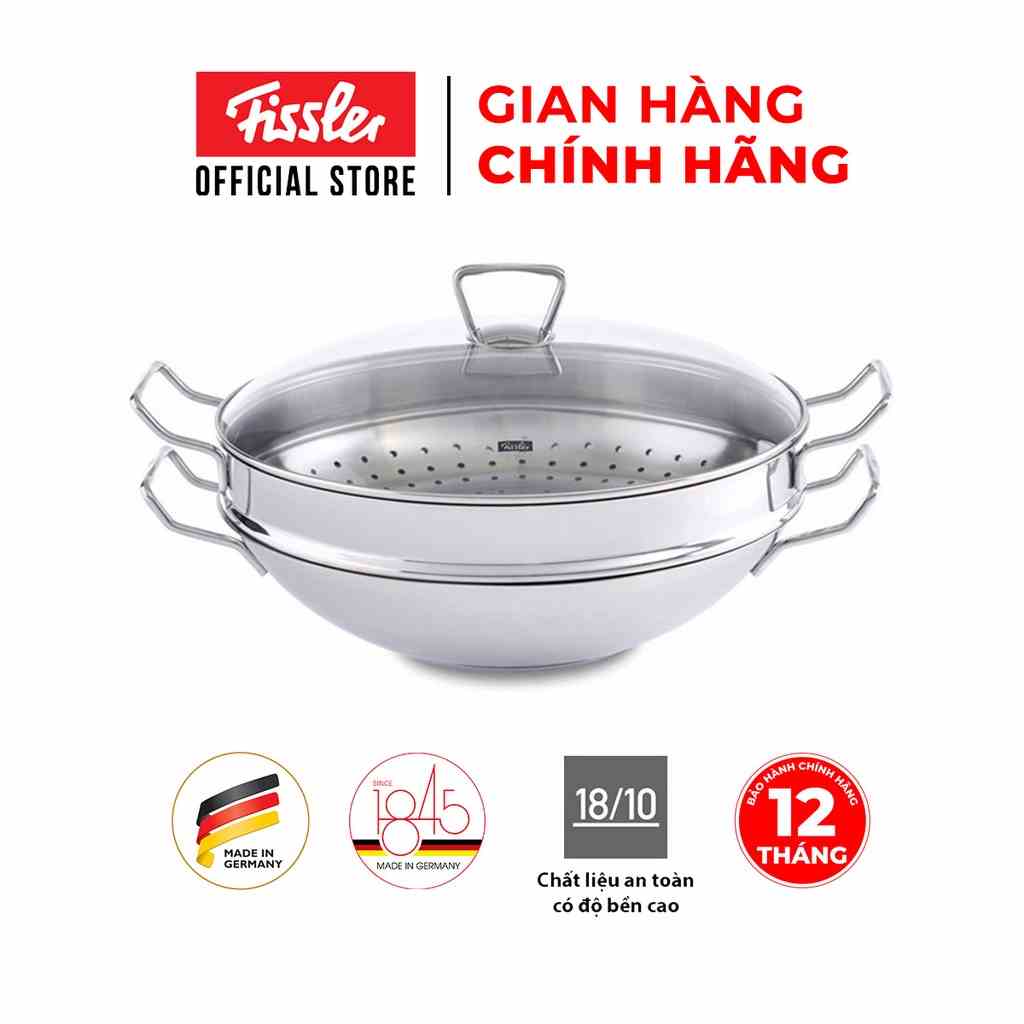 Bộ nồi lẩu và xửng hấp Fissler Nanjing 36cm chính hãng 100%, xuất xứ thương hiệu Đức, bảo hành 12 tháng