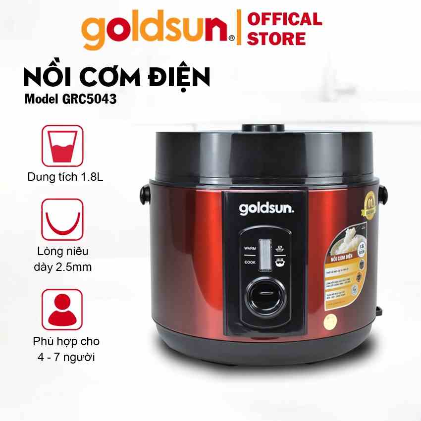 Nồi cơm điện goldsun GRC5043 - lòng niêu phủ chống dính cao cấp dung tích 1.8L