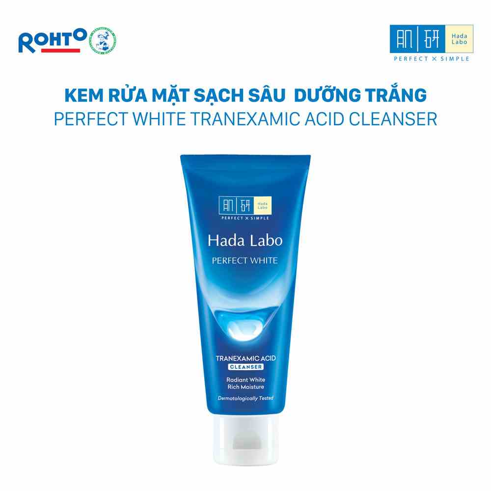 Kem rửa mặt dưỡng trắng Hada Labo Perfect White Tranexamic Acid Cleanser 80g