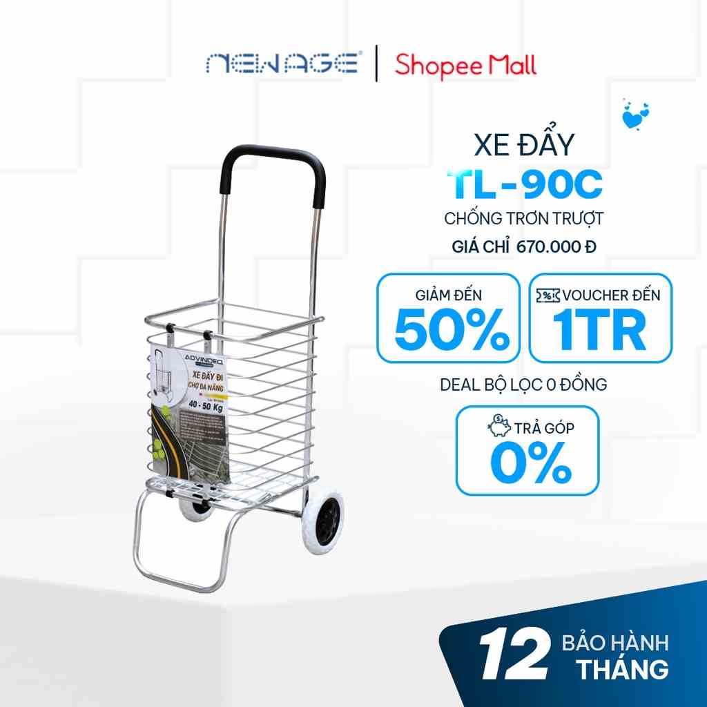 Xe kéo đi chợ gấp gọn đa năng ADVINDEQ TL-90C leo cầu thang bảo hàng chính hãng