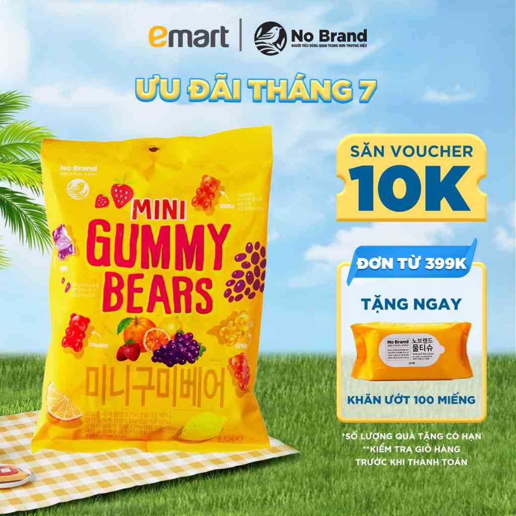 Kẹo Dẻo Gấu Gummy Jelly Vị Trái Cây No Brand 252g (20 gói) - Emart VN