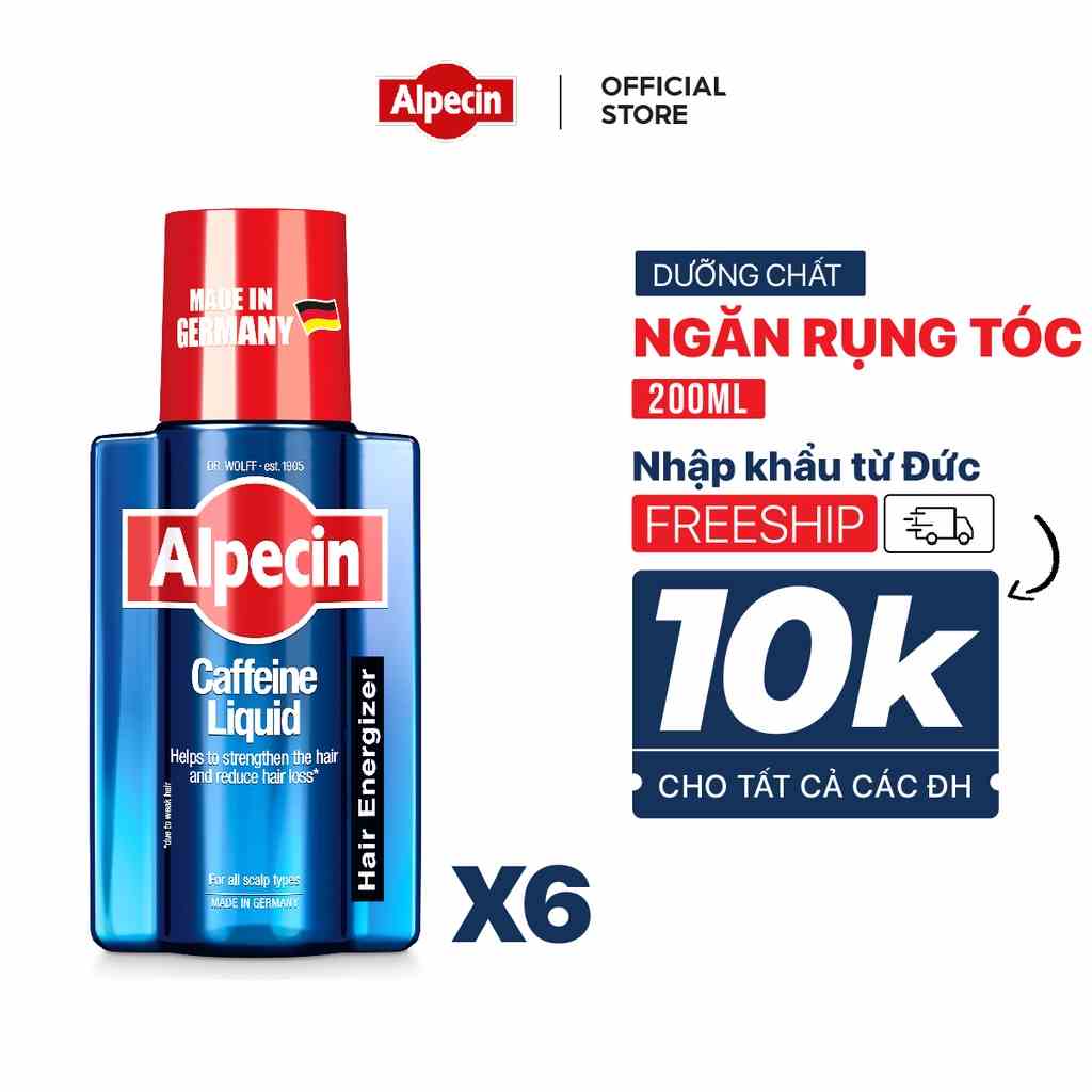 Combo 6 Tinh chất Caffeine ngăn rụng tóc Alpecin Liquid 200ml kích thích tóc mọc cho nam - Tonic Against Hair Loss