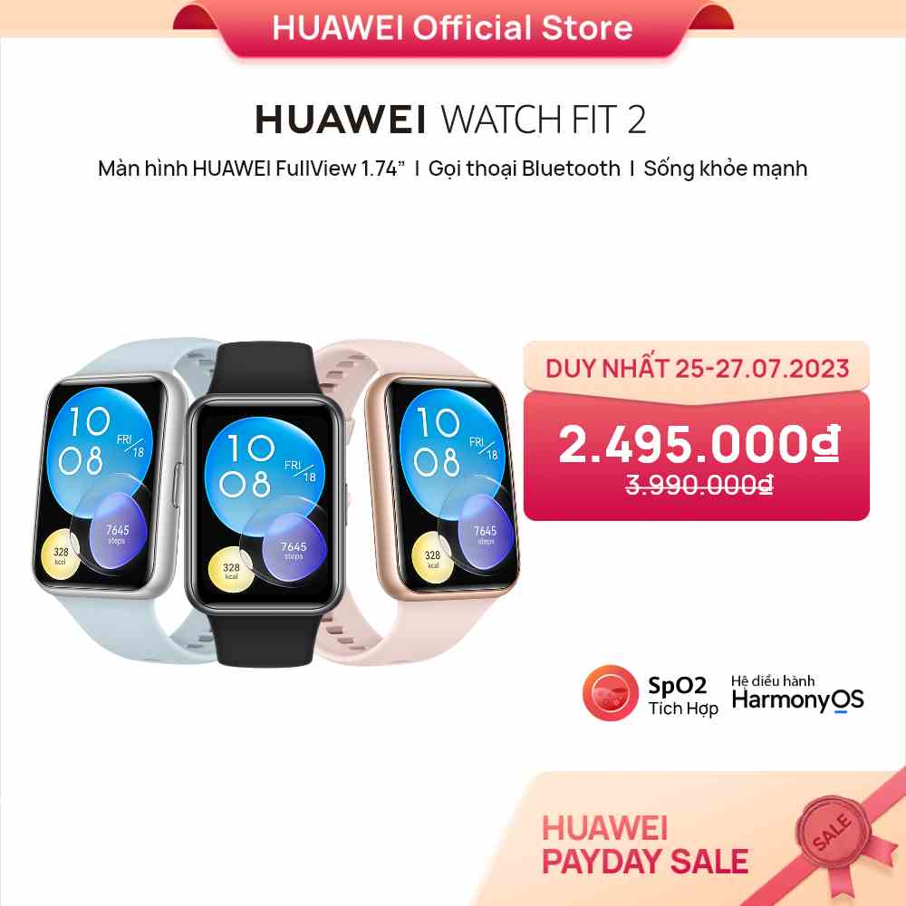 [Mã ELCN02 giảm 500K đơn 300K] Đồng Hồ Thông Minh HUAWEI WATCH FIT 2 | Màn hình HUAWEI FullView 1.74