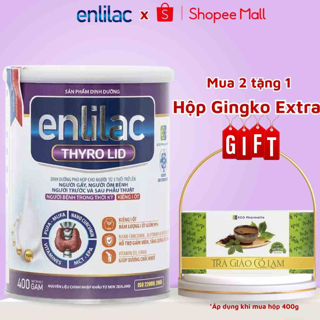 Sữa Dinh Dưỡng Cho Người Kiêng Iod Enlilac Thyro Lid Giúp Ngăn Ngừa Biến Chứng Tim Mạch 400g/Hộp