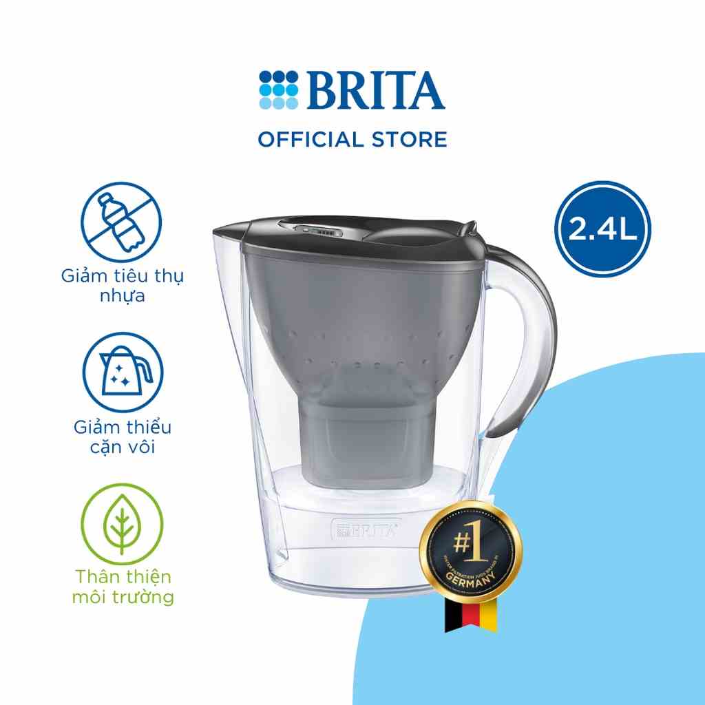 Bình lọc nước BRITA Marella Basic - 2,4L (có sẵn 1 lõi lọc Maxtra Plus)