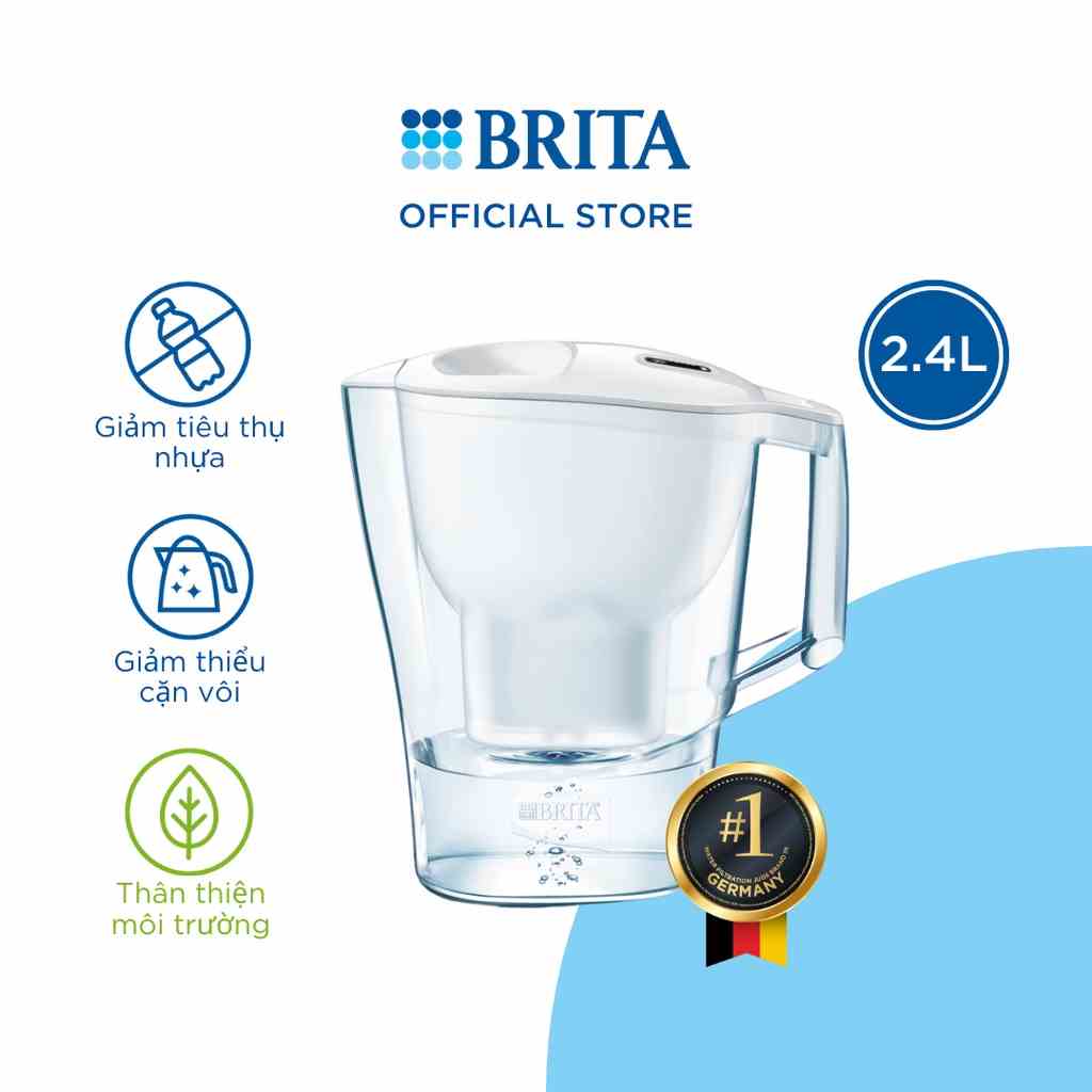 Bình lọc nước BRITA Aluna Cool White 2,4l (có sẵn 1 lõi lọc Maxtra Plus)