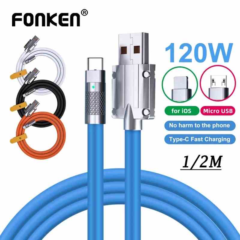 Dây cáp sạc nhanh FONKEN 120W 6A PD 60W PD 1m / 2m USB C sang iP PD 20W thích hợp cho Huawei P50 Mate 40