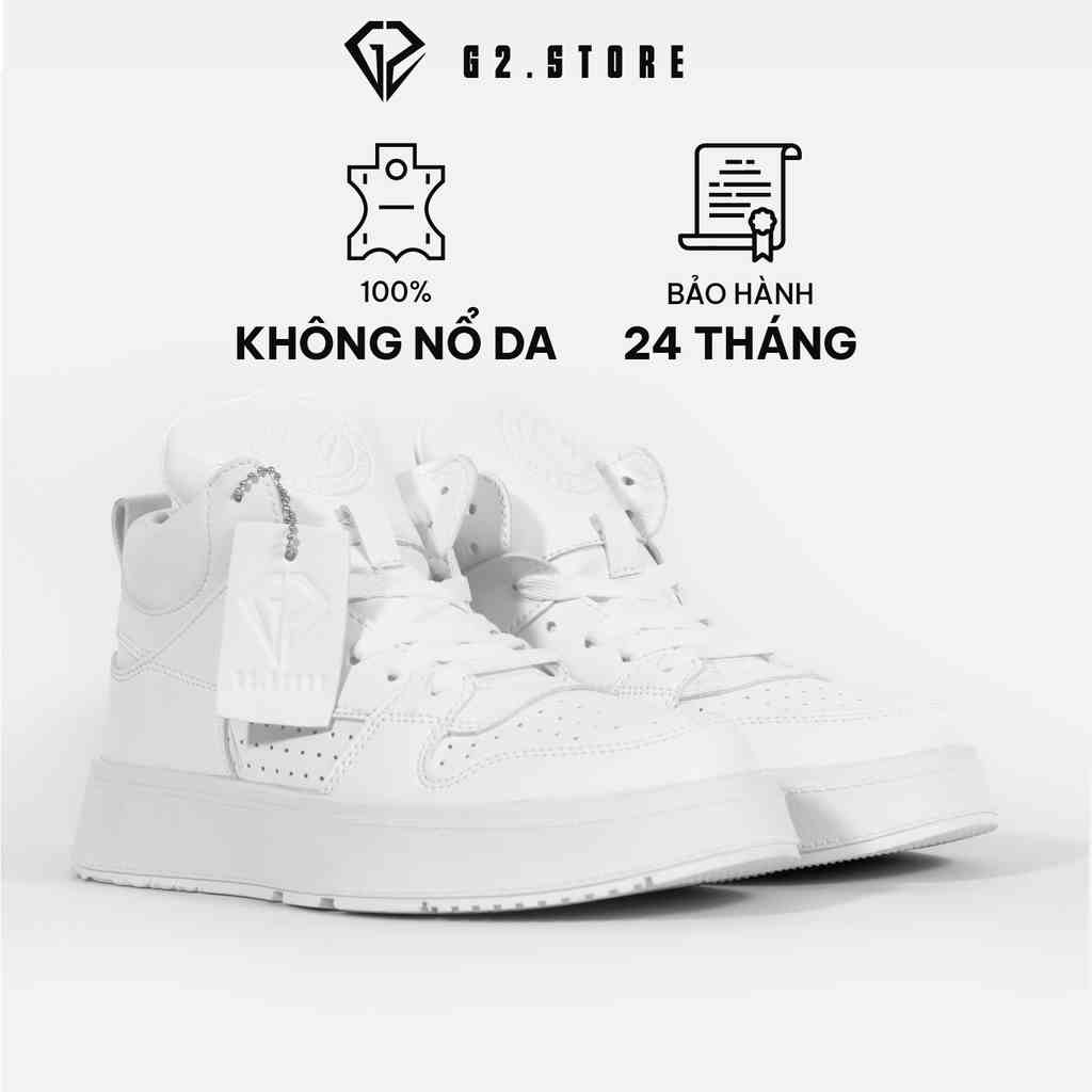 Giày sneaker nam G2 Athena Mid cổ cao thể thao trắng bằng da microfiber cao cấp chống nhăn độn đế tăng chiều cao