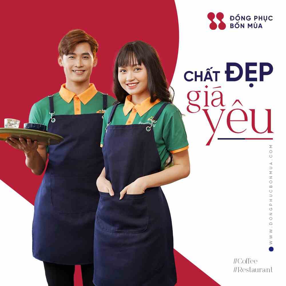 Tạp dề phục vụ Tạp dề chất jean cao cấp đồng phục nhân viên quán coffee nhà hàng sẫn 100% ảnh thật