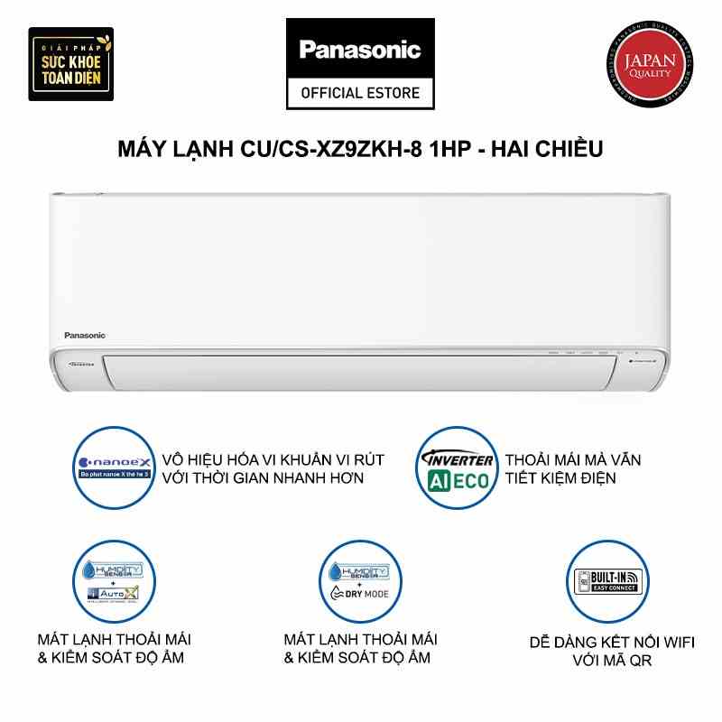 [TRẢ GÓP 0%] Máy lạnh/Điều hòa Panasonic CU/CS-XZ9ZKH-8 - Công suất 1HP - Hai chiều-Kết nối wifi