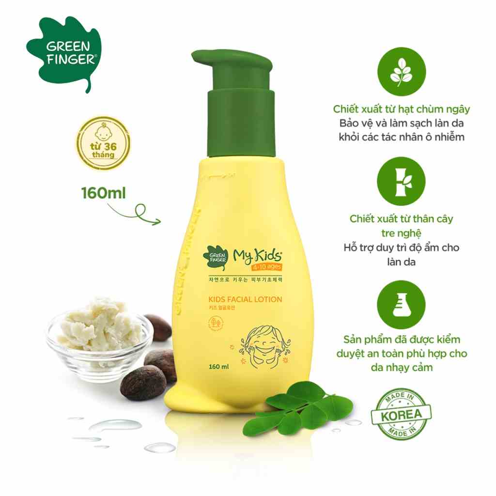 [Mã BMLTB200 giảm đến 100K đơn 499K] Sữa Dưỡng Ẩm Da Mặt Dành Cho Trẻ GREENFINGER MY KIDS FACIAL LOTION 160ml (1 chai)