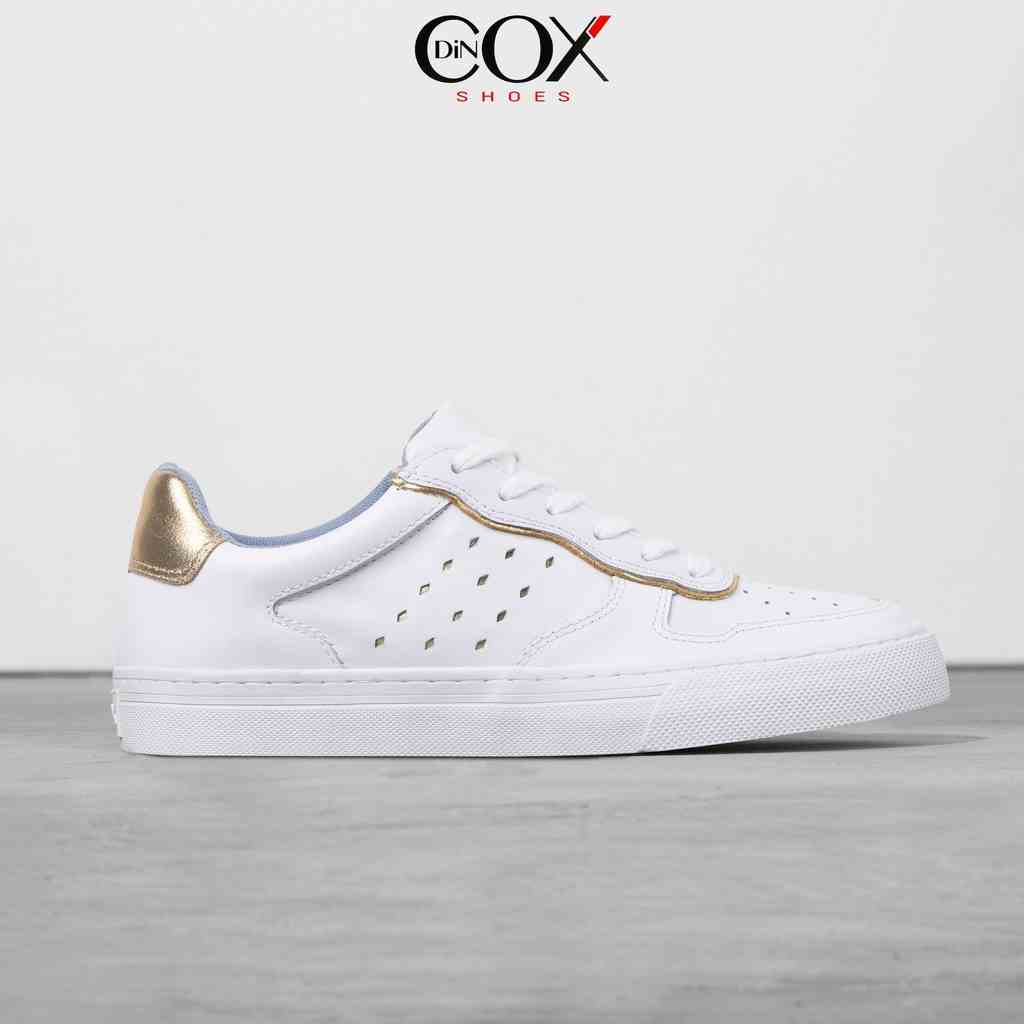 Giày Nữ Sneaker Da Bò Thời Trang DINCOX Chính Hãng E03 White Gold Sang Trọng