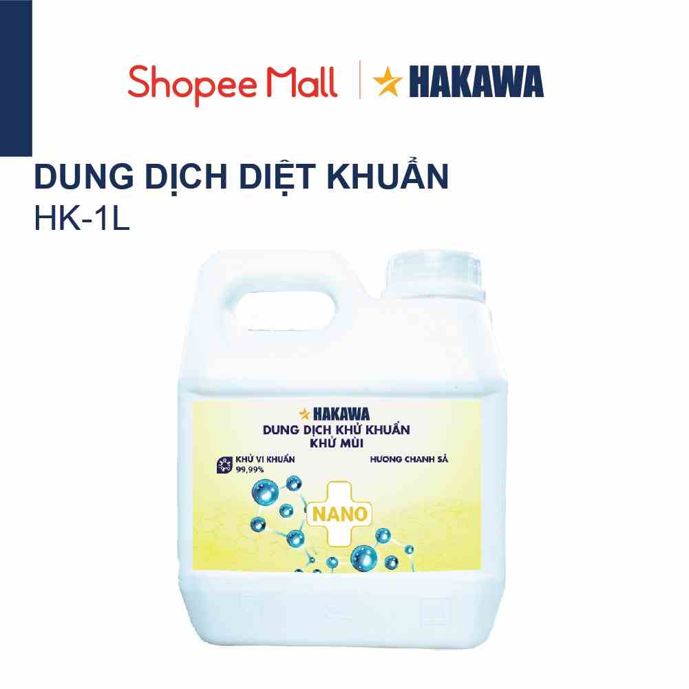 Dung dịch khử mùi diệt khuẩn nano hương chanh sả HAKAWA - HK-1 lít - Sản phẩm chính hãng