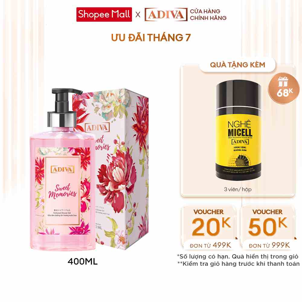 Sữa Tắm Dưỡng Ẩm Hương Nước Hoa ADIVA Sweet Memories 400ml