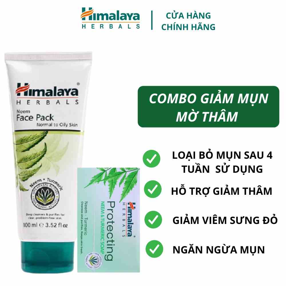 Combo làm sạch da giảm mụn Himalaya Neem Face Pack 100ml + Neem Soap 75g