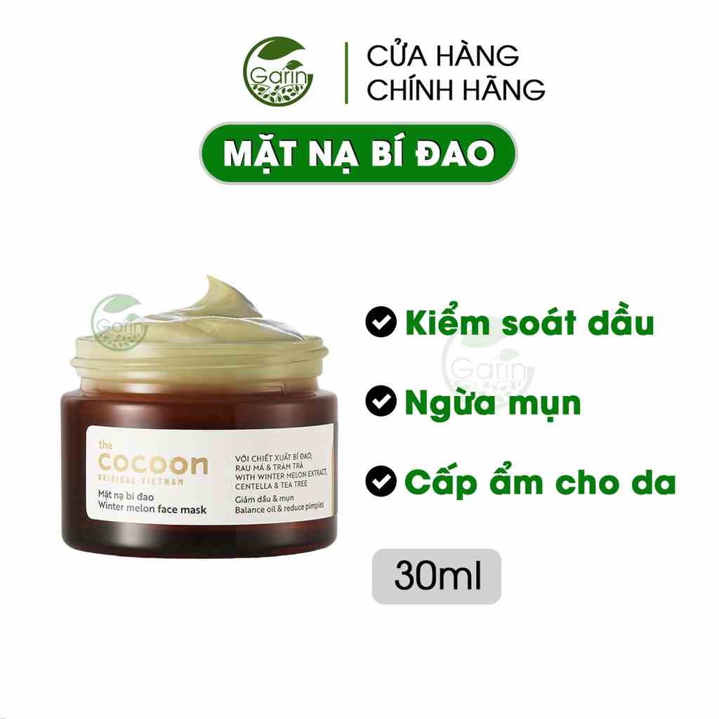 [Mã BMLTB35 giảm đến 35K đơn 99K] Mặt nạ bí đao Cocoon Garin 30ml giảm dầu và mụn