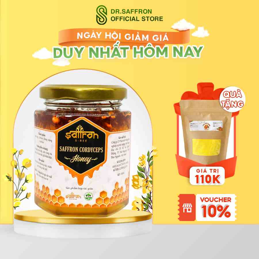 Mật ong saffron ngâm đông trùng hạ thảo thương hiệu Saffron Việt Nam hũ 180ml