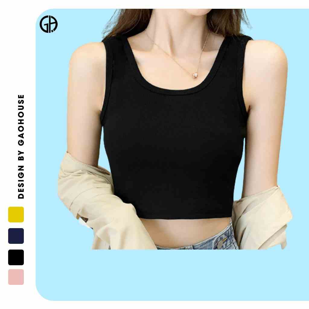 [Mã BMLT35] Áo croptop nữ sát nách ba lỗ thun Gạo House - không tay kiểu ôm body tank top vải cotton co giãn tốt