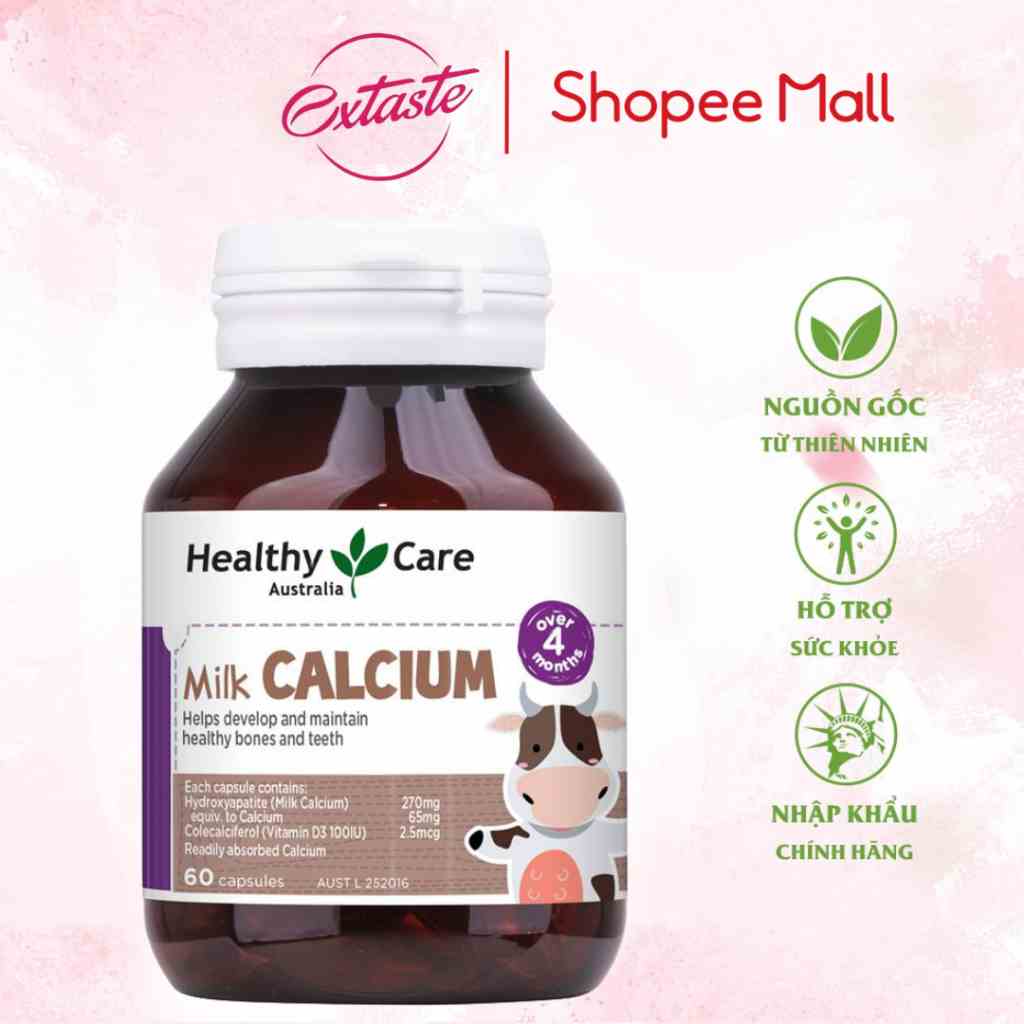 Viên uống canxi sữa cho bé Healthy Care Kids Milk Calcium 60 viên