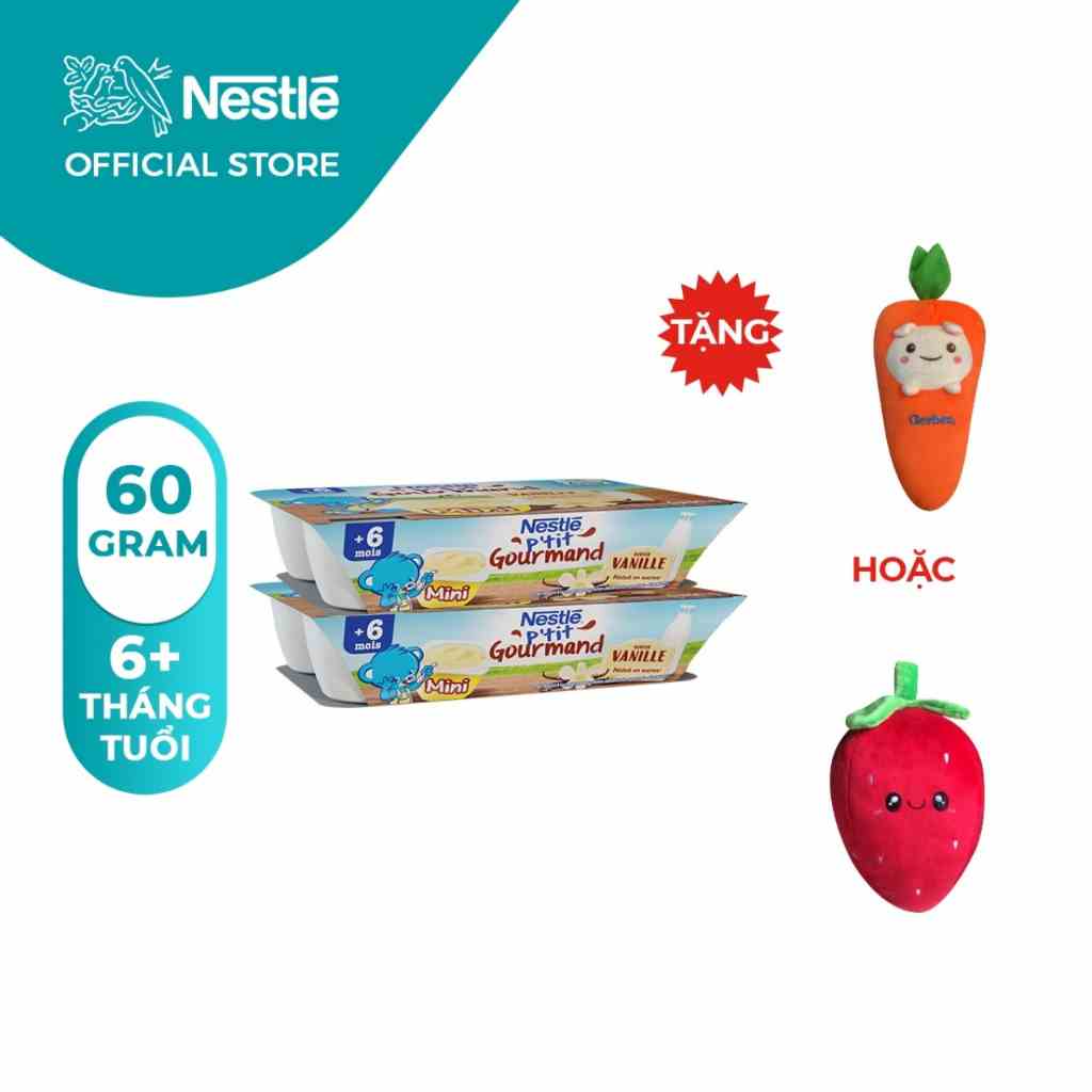 [Tặng 1 gối ôm trái cây ngẫu nhiên] Combo 2 Lốc 6 hộp váng sữa Nestle Ptit