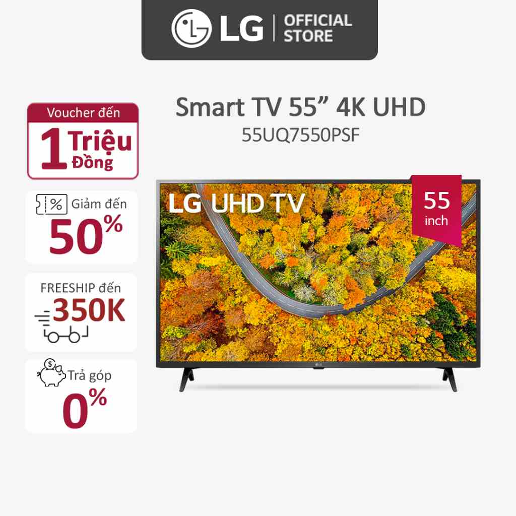 [Mã ELBAU5 giảm 5% đơn 300K] Smart UHD Tivi LG 55 inch 55UQ7550PSF - Miễn phí lắp đặt