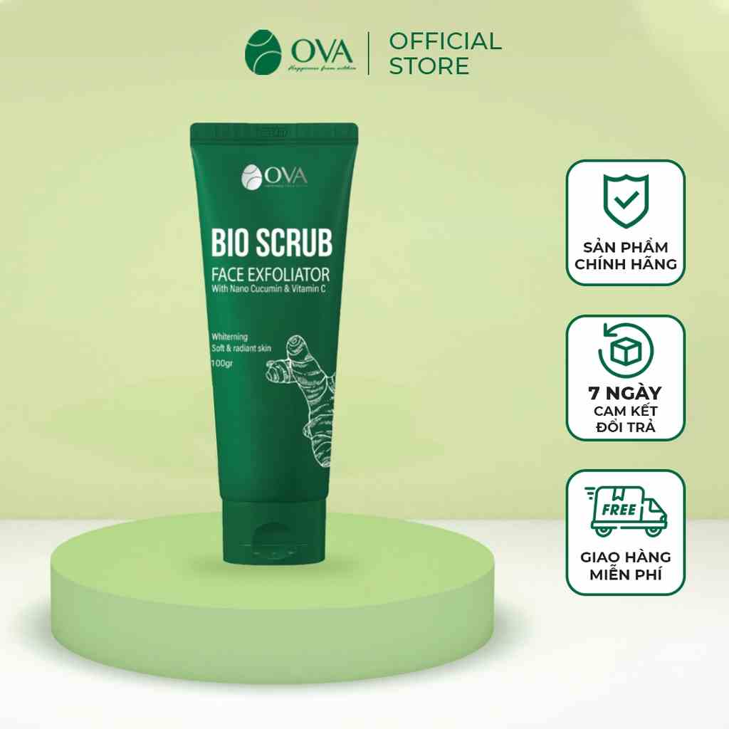 [Mã BMLTB35 giảm đến 35K đơn 99K] Gel tẩy da chết OVA Bio Scrub giảm mụn chiết xuất nghệ làm hồng hào làn da - Hộp 100gr