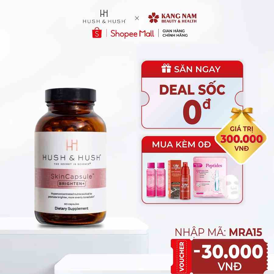 Viên uống dưỡng sáng da Hush & Hush SkinCapsule Brighten+ 60 viên