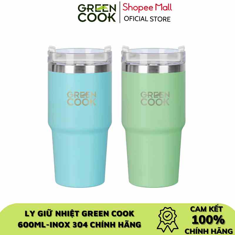 [Mã BMLTA35 giảm đến 35K đơn 99K] Ly giữ nhiệt GCC23-06 Green Cook 600ml inox 304 chính hãng.