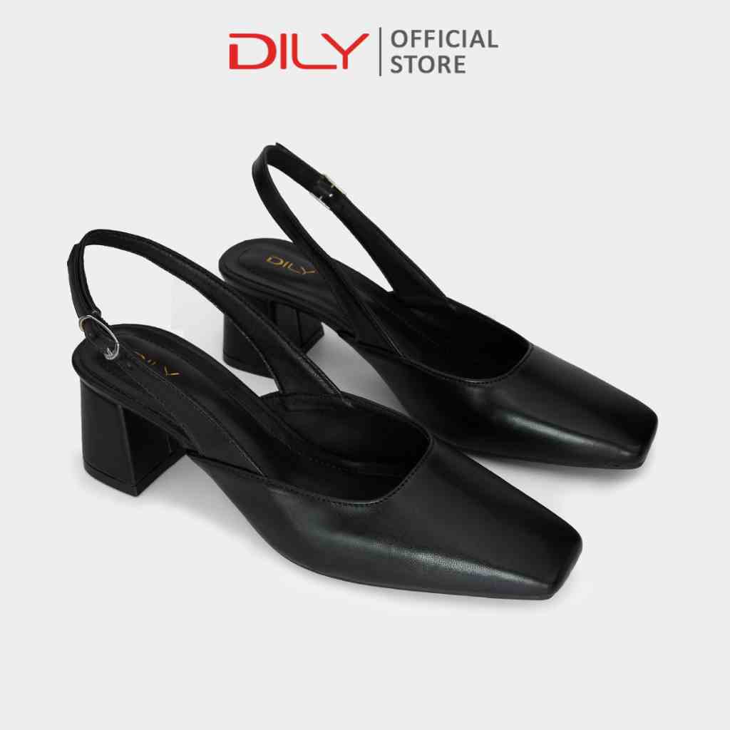 Giày cao gót nữ DILY mũi vuông thanh lịch, giày slingback quai tiện lợi gót vuông cao 5cm AA0419