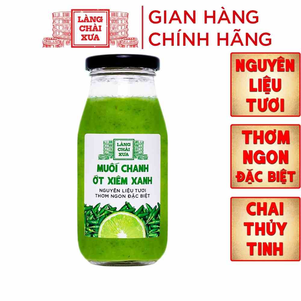 Muối chanh ớt xiêm xanh cao cấp Làng Chài Xưa, nguyên liệu tươi, thơm ngon đặc biệt, chai thủy tinh 300gr