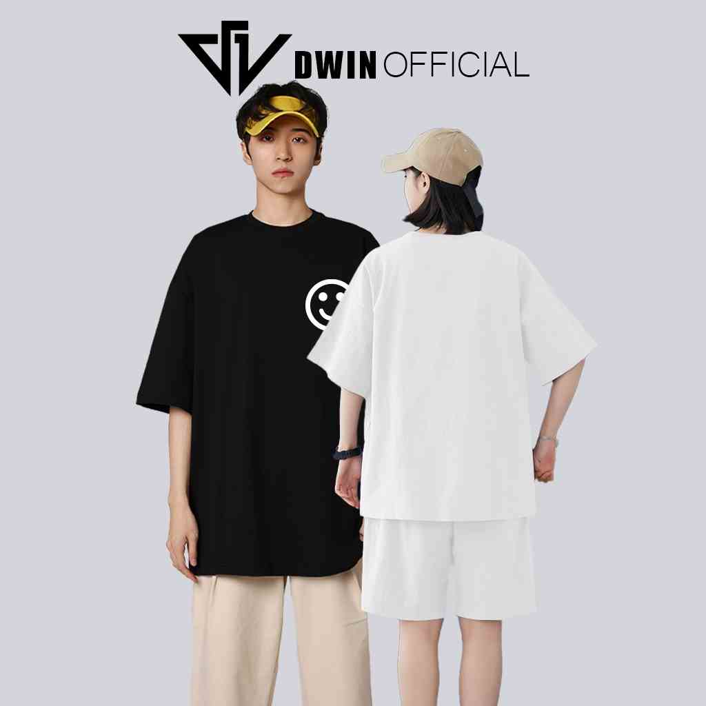 Áo thun unisex in hình mặt cười thời trang DWin basic tee phông trơn nam nữ tay lỡ oversize form rộng