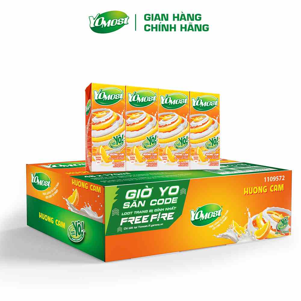 Thùng 48 Hộp Sữa Chua Lên Men Tự Nhiên Yomost Vị Cam (170ml/Hộp)