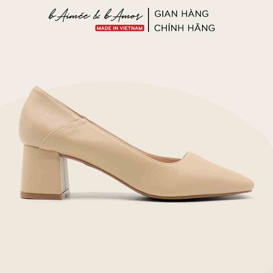 Giày cao gót 5p nữ Leaf Pumps Heels đế vuông mũi vuông thời trang công sở bAimée & bAmor - MS1676