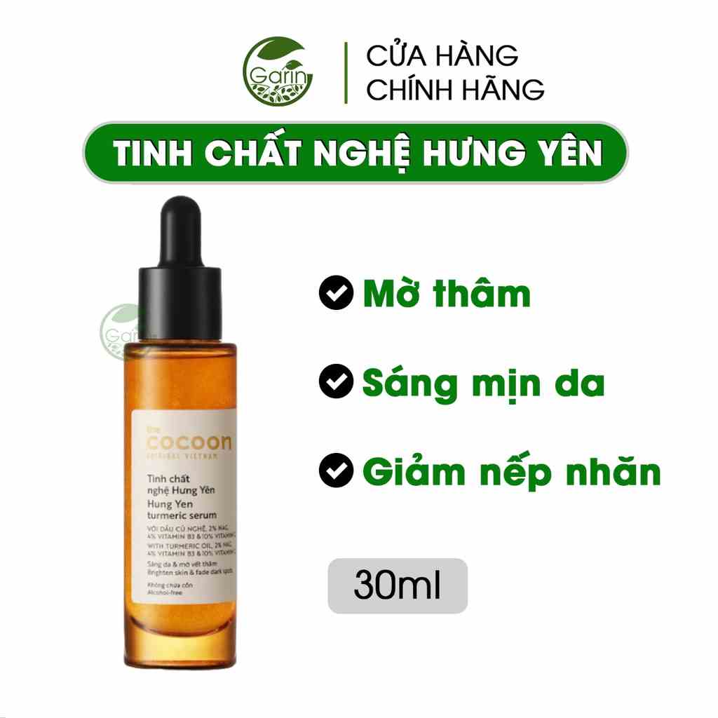 [Mã BMLTB35 giảm đến 35K đơn 99K] Serum tinh chất nghệ Hưng Yên Cocoon Garin 30ml sáng da chuyên sâu và mờ vết thâm